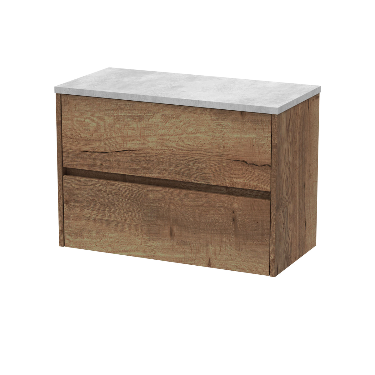 [BFED3806LBG] Chartley Contemporary 2 Drawer Wall Hung Vanity Unit with Laminate Worktop, Choice of Size and Colour - Cutout