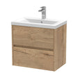 [BFED804A] Edge Square Wall Hung 2 Drawer Vanity Unit & Ceramic Basin, 600mm - Woodgrain Autumn Oak - Balterley - Cutout
