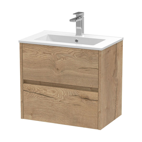 [BFED804B] Chartley Contemporary 2 Drawer Wall Hung Vanity Unit with Minimalist Basin, Choice of Size and Colour - Cutout