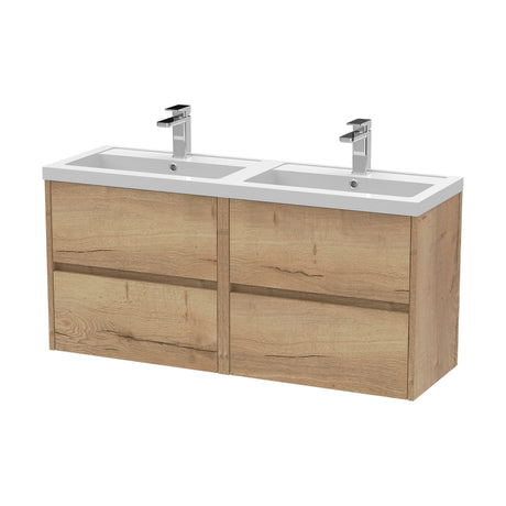 [BFED804C] Chartley Contemporary 4 Drawer Wall Hung Vanity Unit with Double Basin, 1200mm, Choice of Colour - Cutout