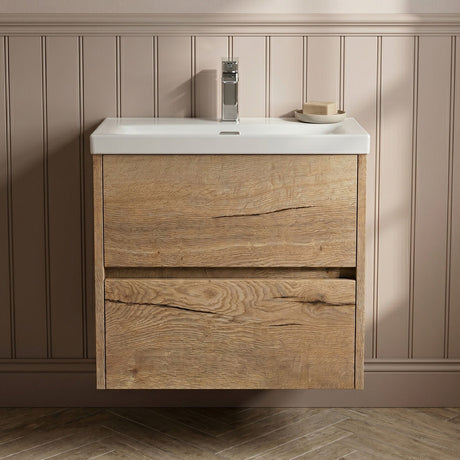 [BFED804G] Chartley Contemporary 2 Drawer Wall Hung Vanity Unit with Curved Basin, Choice of Size and Colour - Silo