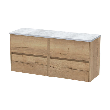 [BFED804LBG2] Chartley Contemporary 4 Drawer Wall Hung Vanity Unit with Laminate Worktop, 1200mm, Choice of Colour - Cutout