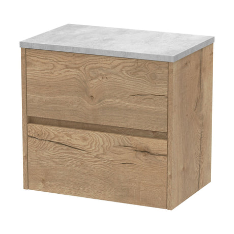 [BFED804LBG] Chartley Contemporary 2 Drawer Wall Hung Vanity Unit with Laminate Worktop, Choice of Size and Colour - Cutout