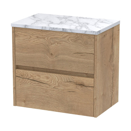 [BFED804LCM] Chartley Contemporary 2 Drawer Wall Hung Vanity Unit with Laminate Worktop, Choice of Size and Colour - Cutout