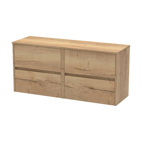 [BFED804W2] Chartley Contemporary 4 Drawer Handleless Wall Hung Vanity Unit with Worktop, 1200mm, Choice of Colour - Cutout
