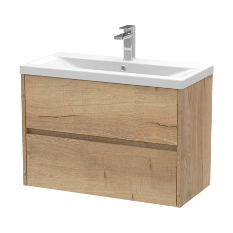 [BFED806A] Chartley Square Wall Hung 2 Drawer Vanity Unit & Ceramic Basin, 800mm, Choice of Finish - Cutout