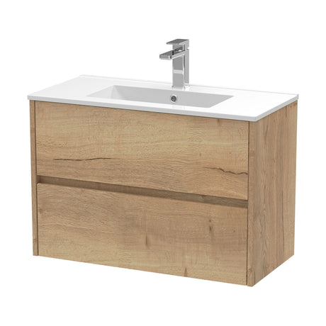 [BFED806B] Chartley Contemporary 2 Drawer Wall Hung Vanity Unit with Minimalist Basin, Choice of Size and Colour - Cutout