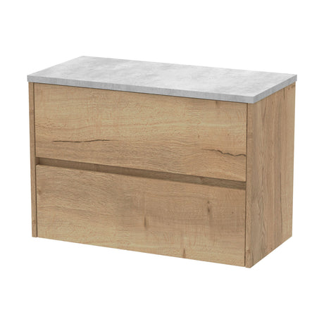 [BFED806LBG] Chartley Contemporary 2 Drawer Wall Hung Vanity Unit with Laminate Worktop, Choice of Size and Colour - Cutout