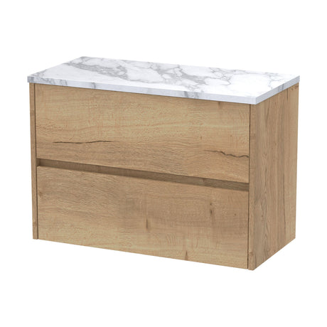[BFED806LCM] Chartley Contemporary 2 Drawer Wall Hung Vanity Unit with Laminate Worktop, Choice of Size and Colour - Cutout