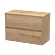 [BFED806W] Chartley Contemporary 2 Drawer Wall Hung Vanity Unit with Worktop, Autumn Oak, 800mm - Cutout