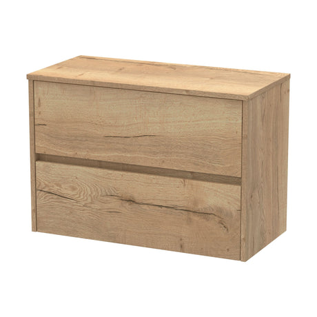 [BFED806W] Chartley Contemporary 2 Drawer Wall Hung Vanity Unit with Worktop, Choice of Size and Colour - Cutout