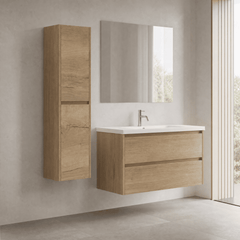 [BFED862] Chartley Square Wall Hung 2 Door Tall Bathroom Unit, 350mm, Choice of Finish