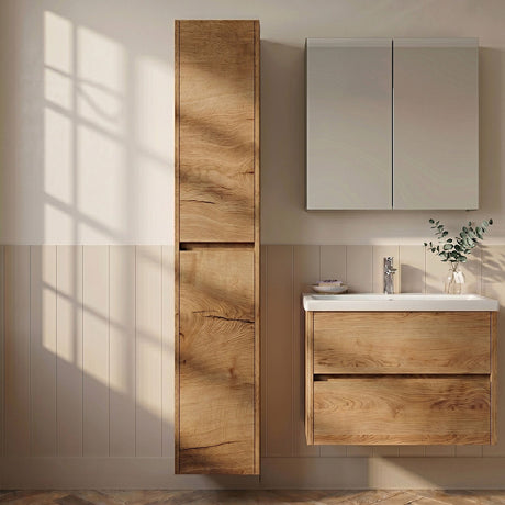 [BFED862] Chartley Square Wall Hung 2 Door Tall Bathroom Unit, 350mm, Choice of Finish - Silo
