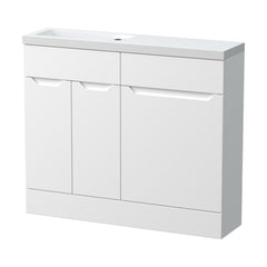 [BFFAR101] Teddesley Contemporary Floor Standing Compact 2 Door Combination Vanity Basin WC Unit with Polymarble Basin, 1000mm, Choice of Colour - Cutout