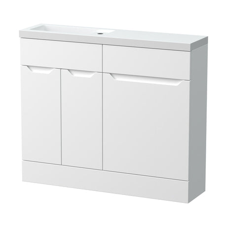 [BFFAR101] Teddesley Contemporary Floor Standing Compact 2 Door Combination Vanity Basin WC Unit with Polymarble Basin, 1000mm, Choice of Colour - Cutout