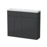 [BFFAR1401] Teddesley Contemporary Floor Standing Compact 2 Door Combination Vanity Basin WC Unit with Polymarble Basin, 1000mm, Choice of Colour - Cutout