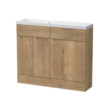 [BFFAR1801] Teddesley Contemporary Floor Standing Compact 2 Door Combination Vanity Basin WC Unit with Polymarble Basin, 1000mm, Choice of Colour - Cutout