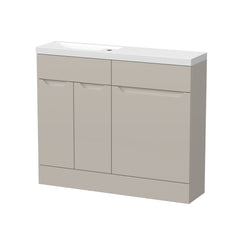 [BFFAR3201] Teddesley Contemporary Floor Standing Compact 2 Door Combination Vanity Basin WC Unit with Polymarble Basin, 1000mm, Choice of Colour - Cutout