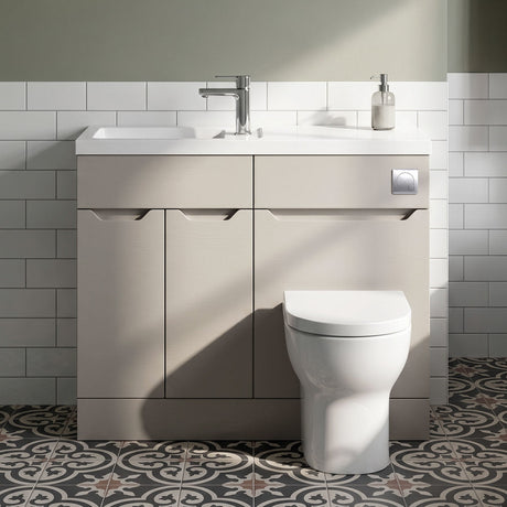 [BFFAR3201] Teddesley Contemporary Floor Standing Compact 2 Door Combination Vanity Basin WC Unit with Polymarble Basin, 1000mm, Choice of Colour - Silo