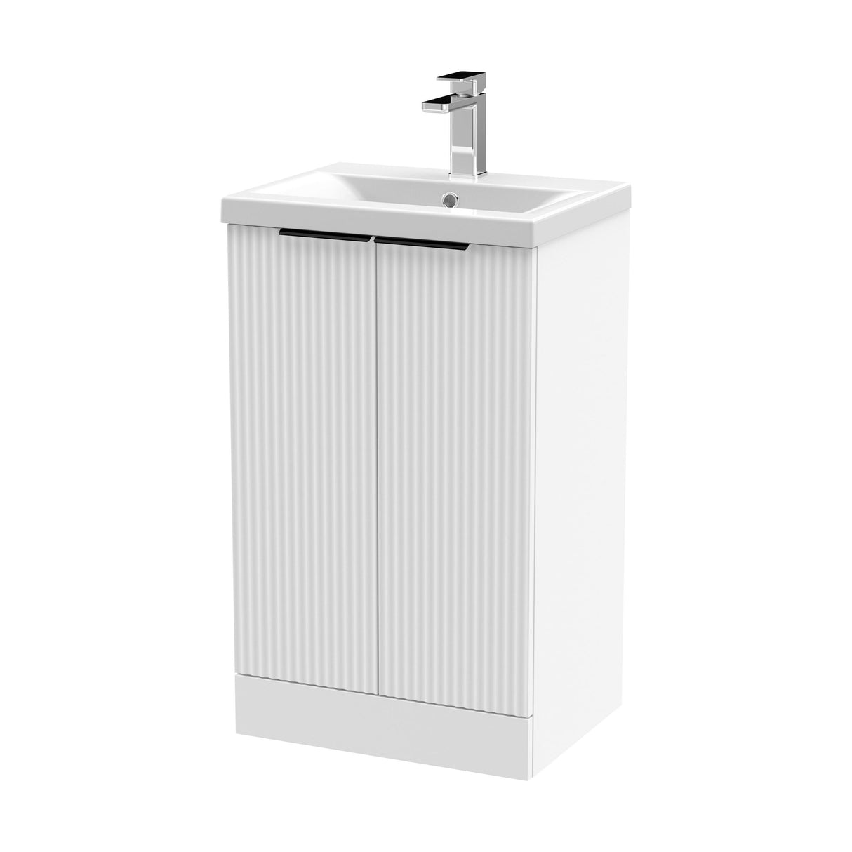 [BFFF123AH224] Tixall Fluted Front Floor Standing Vanity Basin Unit with Choice of Size, Colour and Handle Options - Cutout