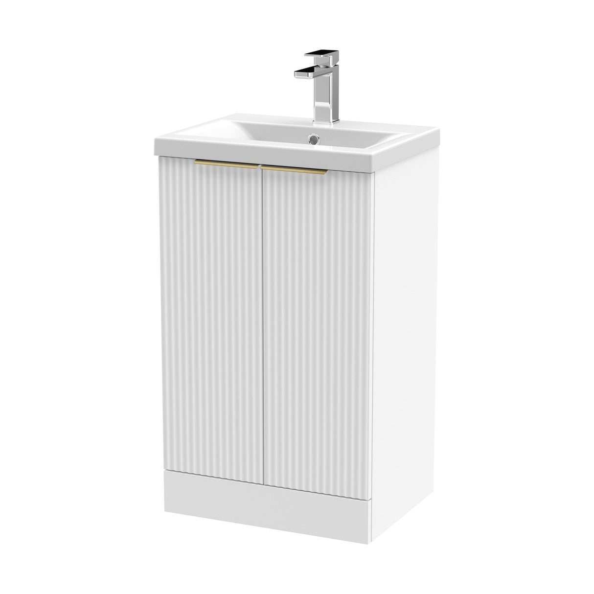 [BFFF123AH324] Tixall Fluted Front Floor Standing Vanity Basin Unit with Choice of Size, Colour and Handle Options - Cutout