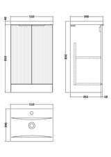 Fluted Front Floor Standing Vanity Basin Unit with Choice of Size, Colour and Handle Options