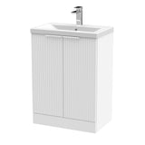 Fluted Front Floor Standing Vanity Basin Unit with Choice of Size, Colour and Handle Options