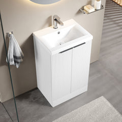 [BFFF123A] Tixall Fluted Front Floor Standing Vanity Basin Unit with Choice of Size, Colour and Handle Options - Lifestyle 2