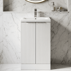 [BFFF123A] Tixall Fluted Front Floor Standing Vanity Basin Unit with Choice of Size, Colour and Handle Options - Silo