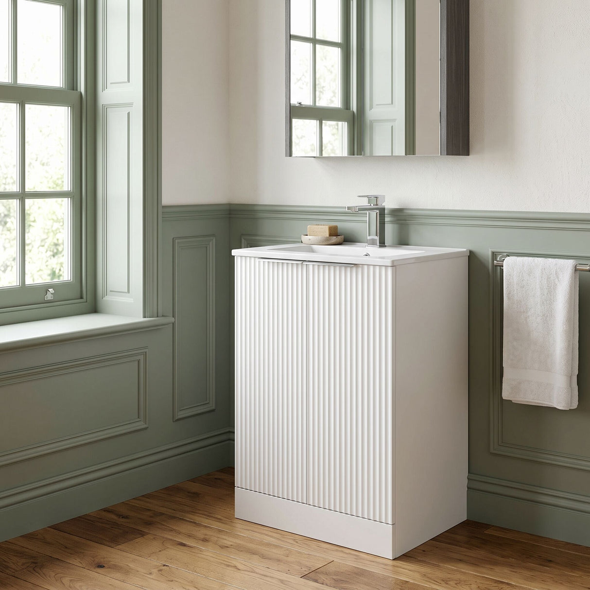 [BFFF123B] Tixall Floor Standing Vanity Basin Unit with 1 Tap Hole Minimalist Ceramic Basin, Choice of Size and Colour