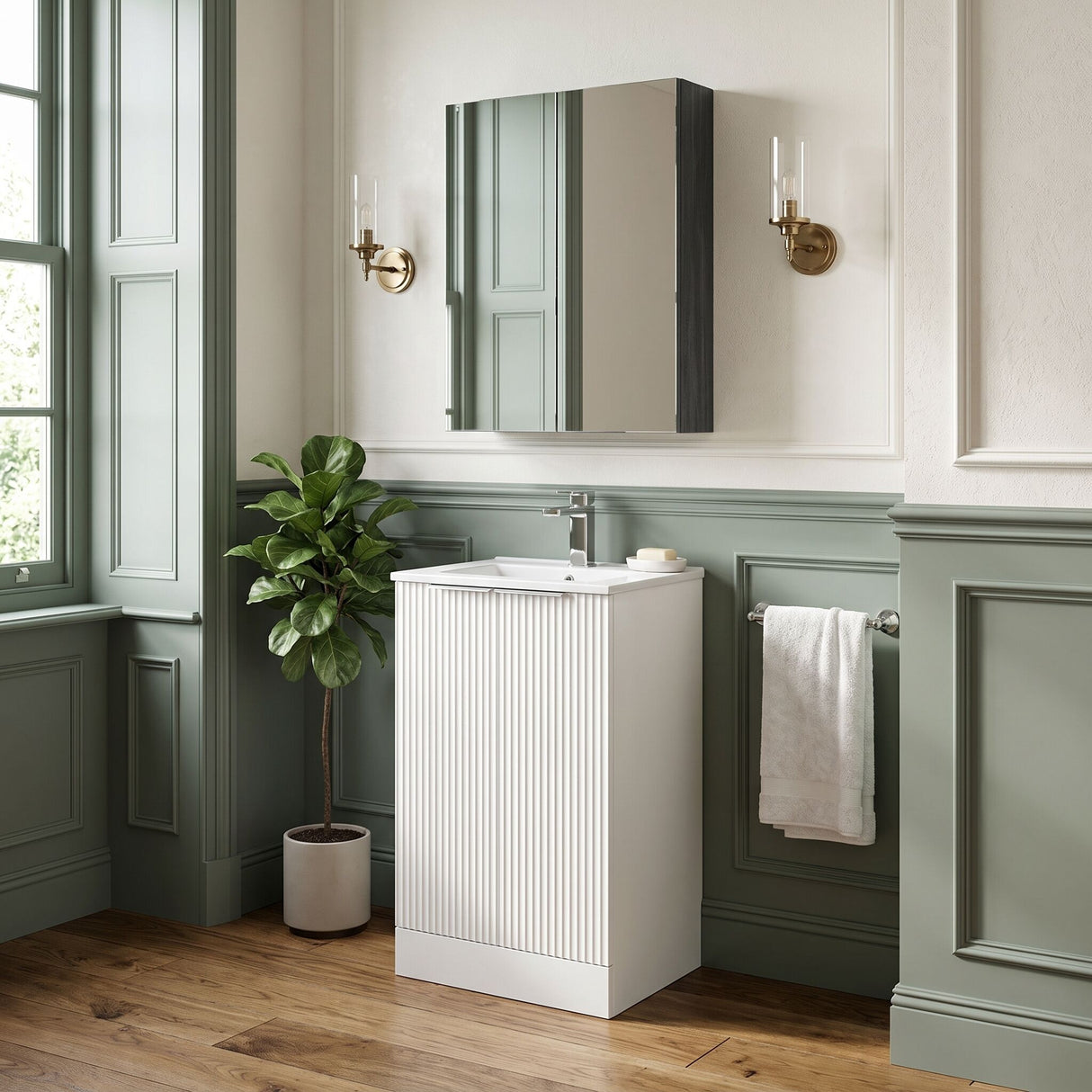 [BFFF123B] Tixall Floor Standing Vanity Basin Unit with 1 Tap Hole Minimalist Ceramic Basin, Choice of Size and Colour