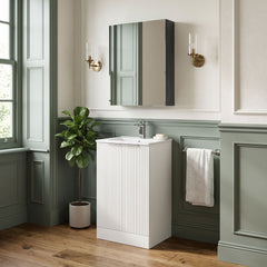 [BFFF123B] Tixall Floor Standing Vanity Basin Unit with 1 Tap Hole Minimalist Ceramic Basin, Choice of Size and Colour