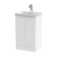 [BFFF123D] Tixall Fluted 2 Door Floor Standing Vanity Unit with Thin Edge Basin, Satin White, 500mm - Cutout