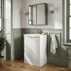 [BFFF123D] Tixall Floor Standing Vanity Basin Unit with 1 Tap Hole Thin-Edge Ceramic Basin, Choice of Size and Colour
