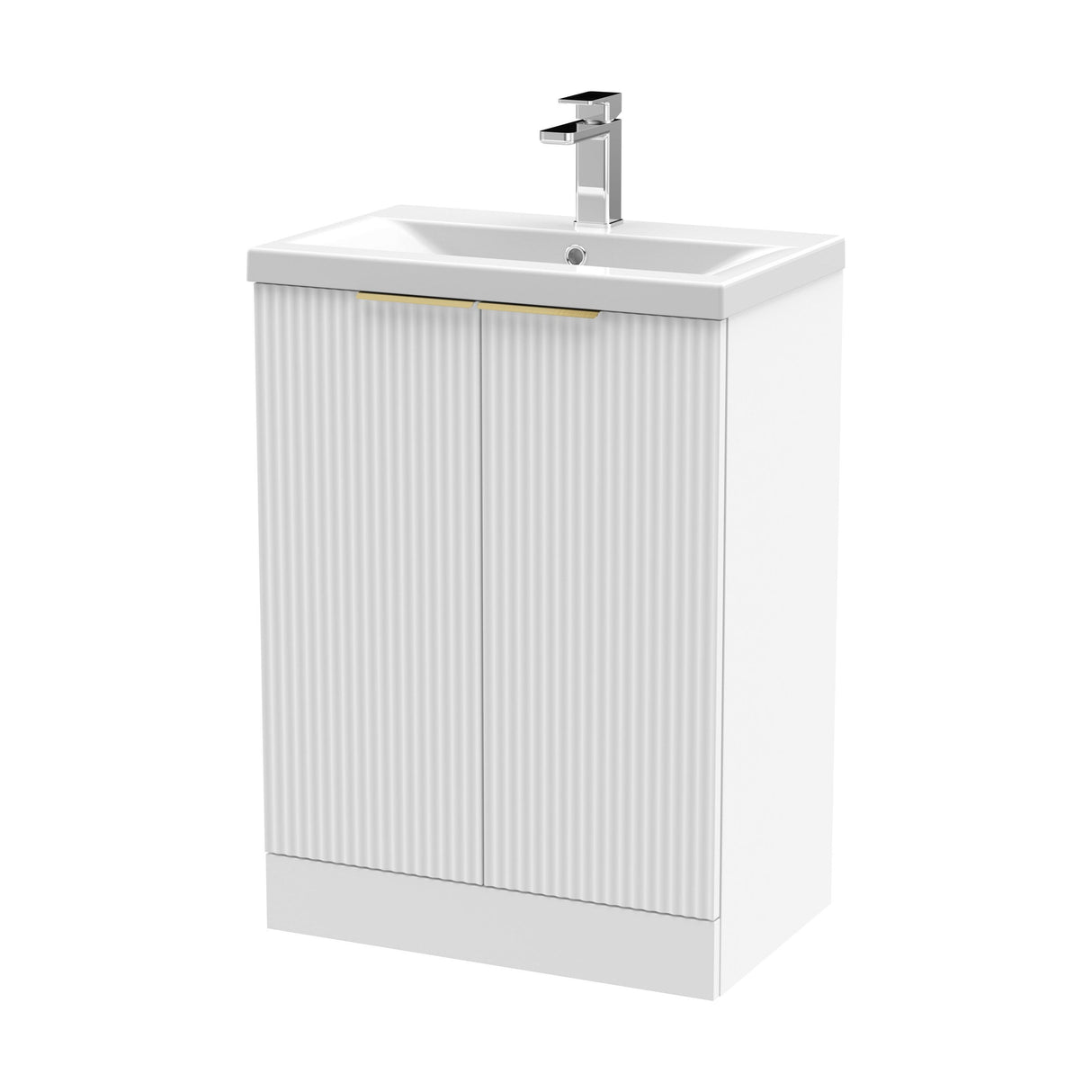 [BFFF125AH324] Tixall Fluted Front Floor Standing Vanity Basin Unit with Choice of Size, Colour and Handle Options - Cutout