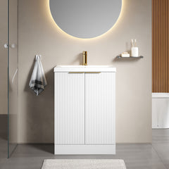 [BFFF125AH324] Tixall Fluted Front Floor Standing Vanity Basin Unit with Choice of Size, Colour and Handle Options - Lifestyle 1