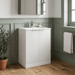 [BFFF125B] Tixall Floor Standing Vanity Basin Unit with 1 Tap Hole Minimalist Ceramic Basin, Choice of Size and Colour