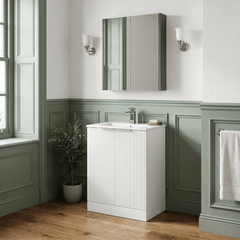 [BFFF125B] Tixall Floor Standing Vanity Basin Unit with 1 Tap Hole Minimalist Ceramic Basin, Choice of Size and Colour