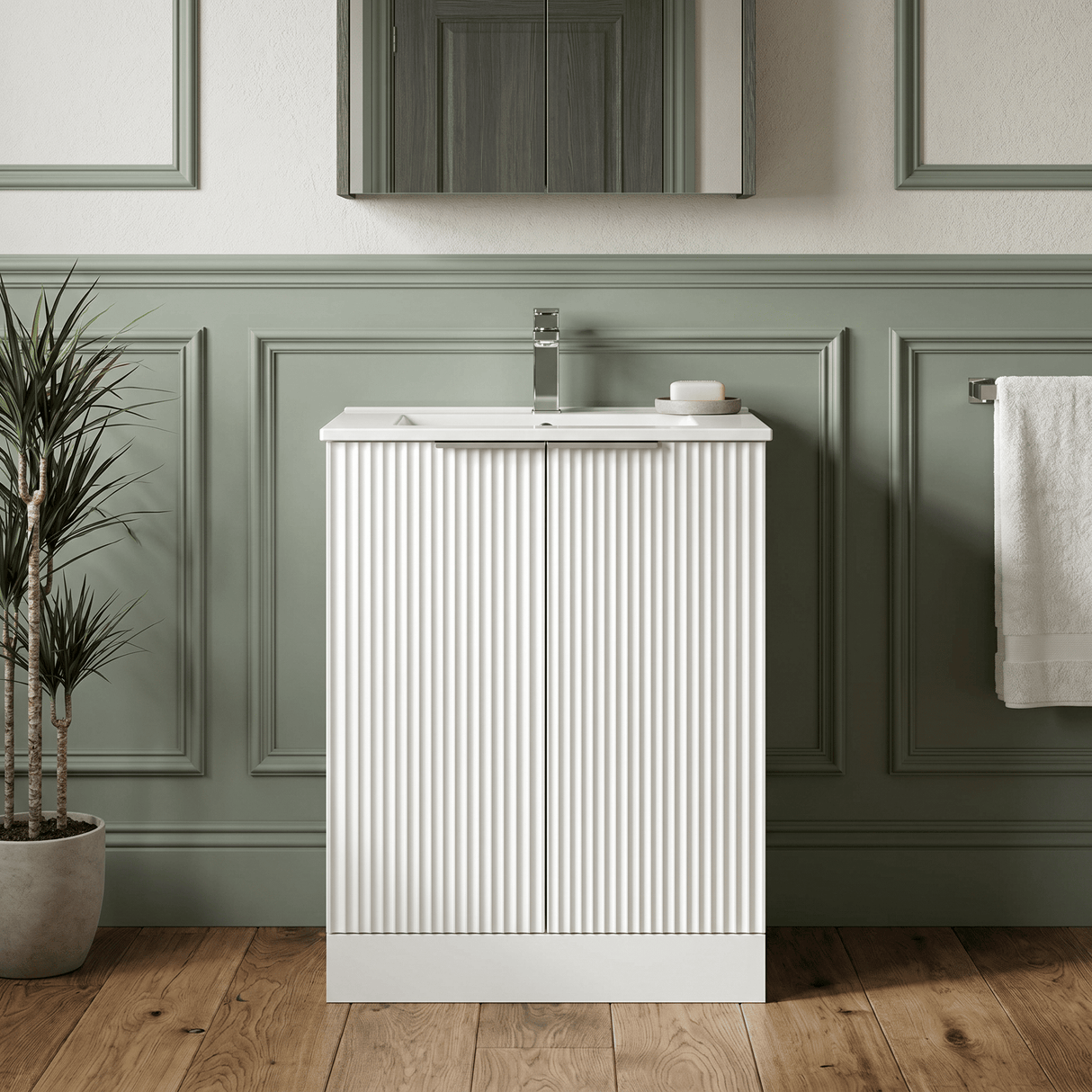 [BFFF125B] Tixall Floor Standing Vanity Basin Unit with 1 Tap Hole Minimalist Ceramic Basin, Choice of Size and Colour - Silo