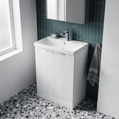 [BFFF125D] Tixall Floor Standing Vanity Basin Unit with 1 Tap Hole Thin-Edge Ceramic Basin, Choice of Size and Colour