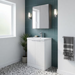 [BFFF125D] Tixall Floor Standing Vanity Basin Unit with 1 Tap Hole Thin-Edge Ceramic Basin, Choice of Size and Colour