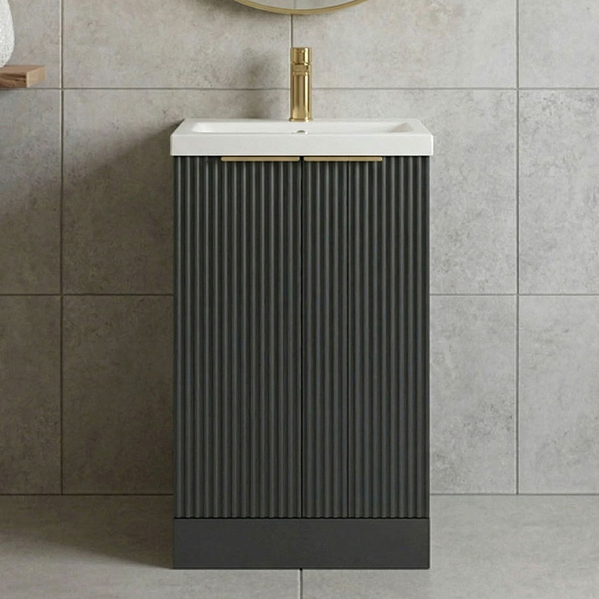 [BFFF1423AH324] Tixall Fluted Front Floor Standing Vanity Basin Unit with Choice of Size, Colour and Handle Options - Silo