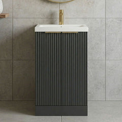 [BFFF1423AH324] Tixall Fluted Front Floor Standing Vanity Basin Unit with Choice of Size, Colour and Handle Options - Silo
