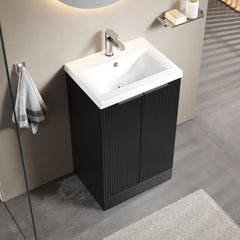 [BFFF1423A] Tixall Fluted Front Floor Standing Vanity Basin Unit with Choice of Size, Colour and Handle Options - Lifestyle 2