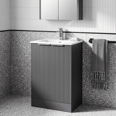 [BFFF1423B] Tixall Floor Standing Vanity Basin Unit with 1 Tap Hole Minimalist Ceramic Basin, Choice of Size and Colour