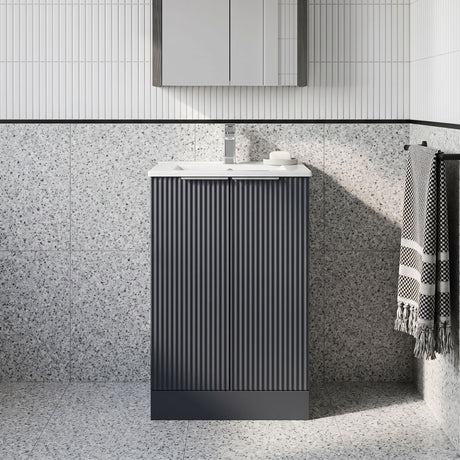 [BFFF1423B] Tixall Floor Standing Vanity Basin Unit with 1 Tap Hole Minimalist Ceramic Basin, Choice of Size and Colour - Silo