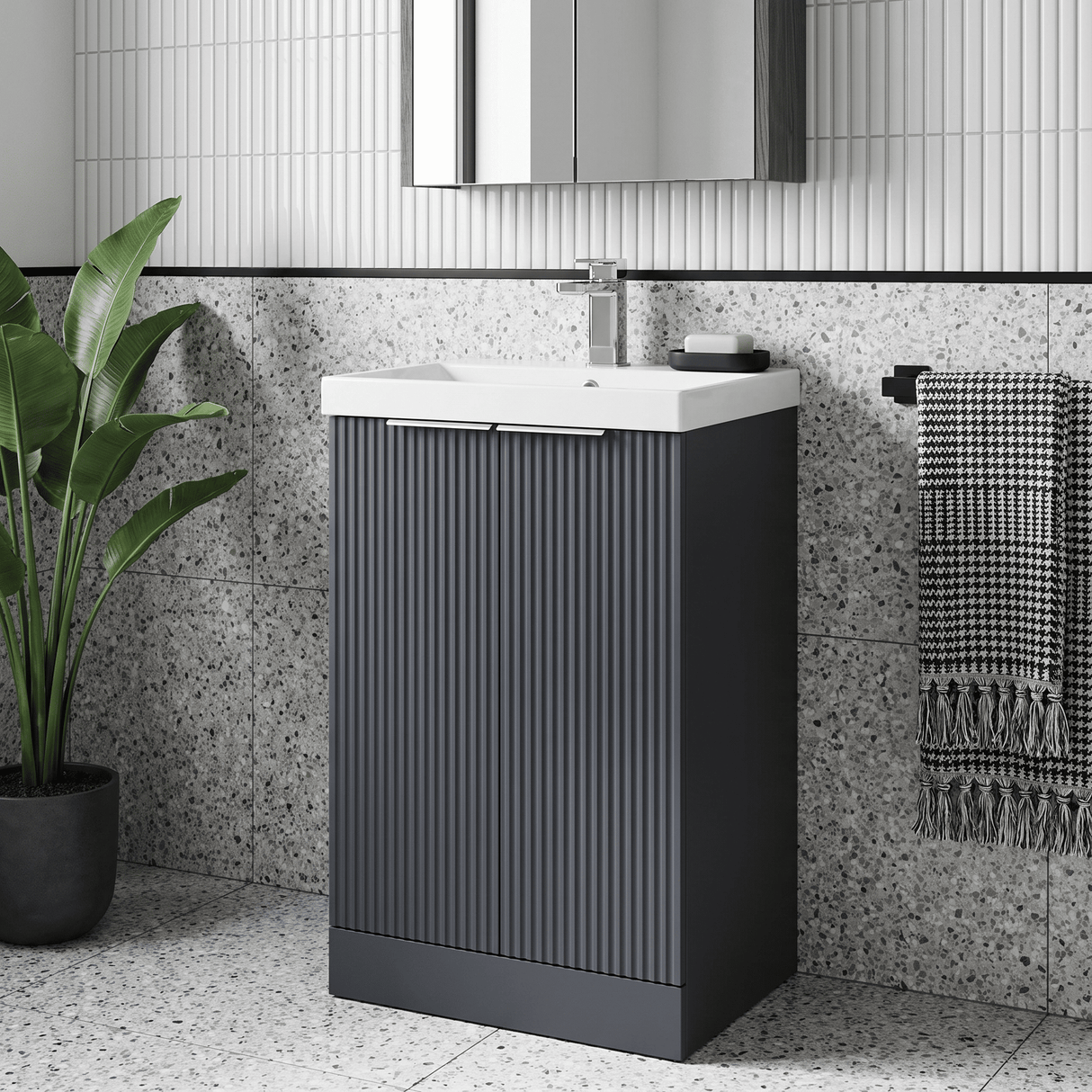 [BFFF1423D] Tixall Floor Standing Vanity Basin Unit with 1 Tap Hole Thin-Edge Ceramic Basin, Choice of Size and Colour