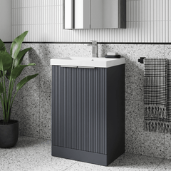 [BFFF1423D] Tixall Floor Standing Vanity Basin Unit with 1 Tap Hole Thin-Edge Ceramic Basin, Choice of Size and Colour