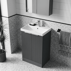 [BFFF1423D] Tixall Floor Standing Vanity Basin Unit with 1 Tap Hole Thin-Edge Ceramic Basin, Choice of Size and Colour