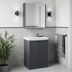 [BFFF1423D] Tixall Floor Standing Vanity Basin Unit with 1 Tap Hole Thin-Edge Ceramic Basin, Choice of Size and Colour